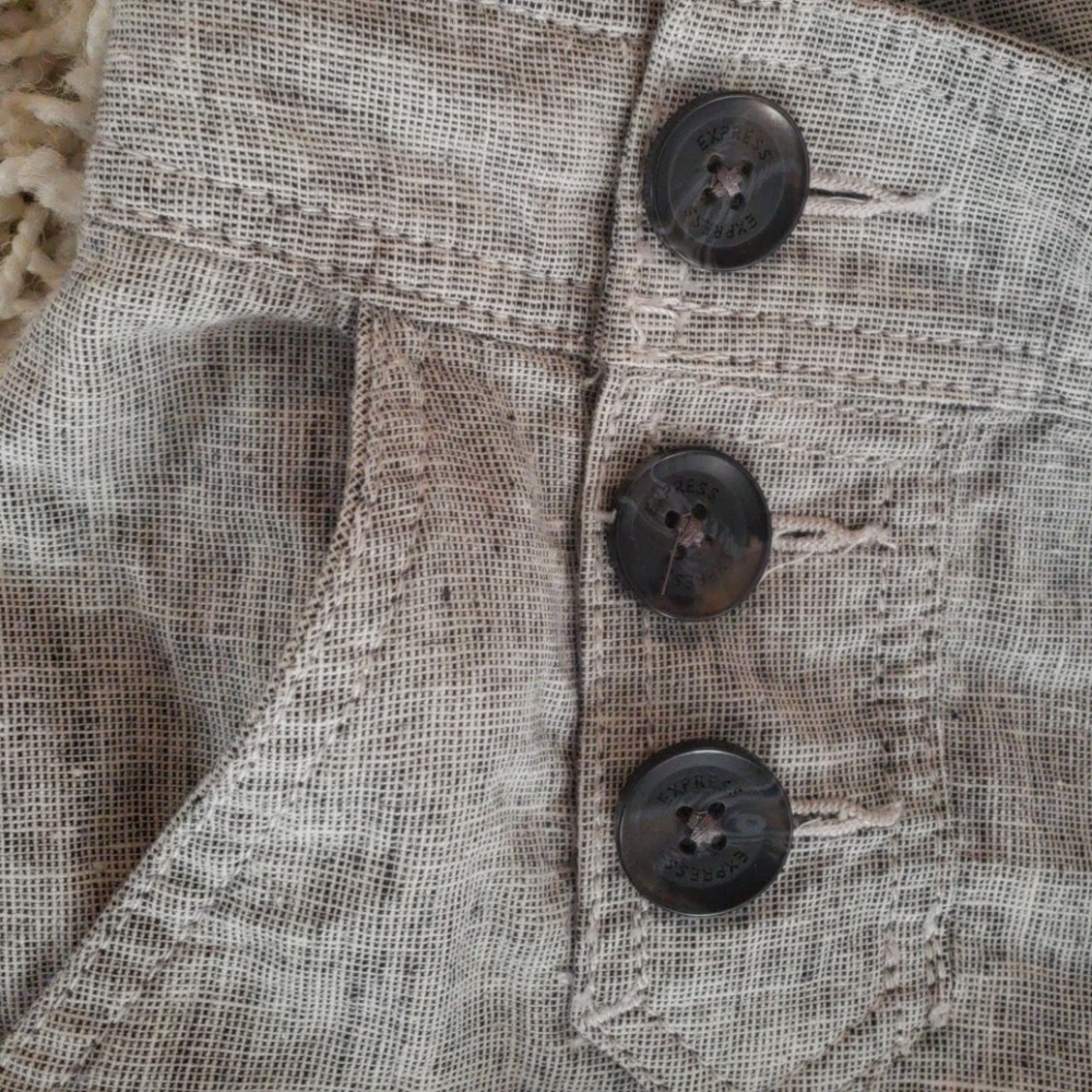 Gray Express Linen Shorts - Picture 2 of 5